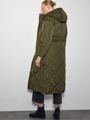 Monsoon Green Phoebe Fleece Quilted Puffer Coat - Image 3 of 4