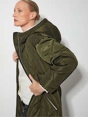 Monsoon Green Phoebe Fleece Quilted Puffer Coat - Image 4 of 4