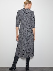 Monsoon Grey Aubrey Leopard Print Midi Dress - Image 2 of 4