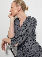 Monsoon Grey Aubrey Leopard Print Midi Dress - Image 4 of 4