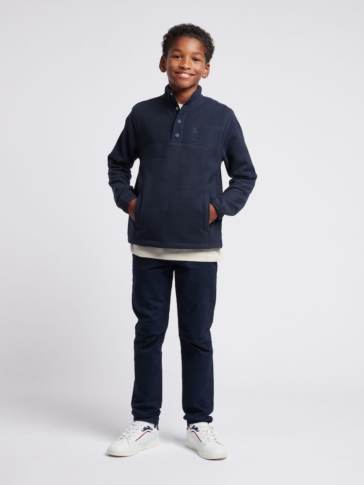 U.S. Polo Assn. Blue Boys Double Horsemen Polar Fleece Top - Image 3 of 4