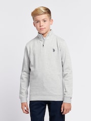 U.S. Polo Assn. Grey Boys Double Horsemen ¼ Zip Sweatshirt - Image 1 of 8