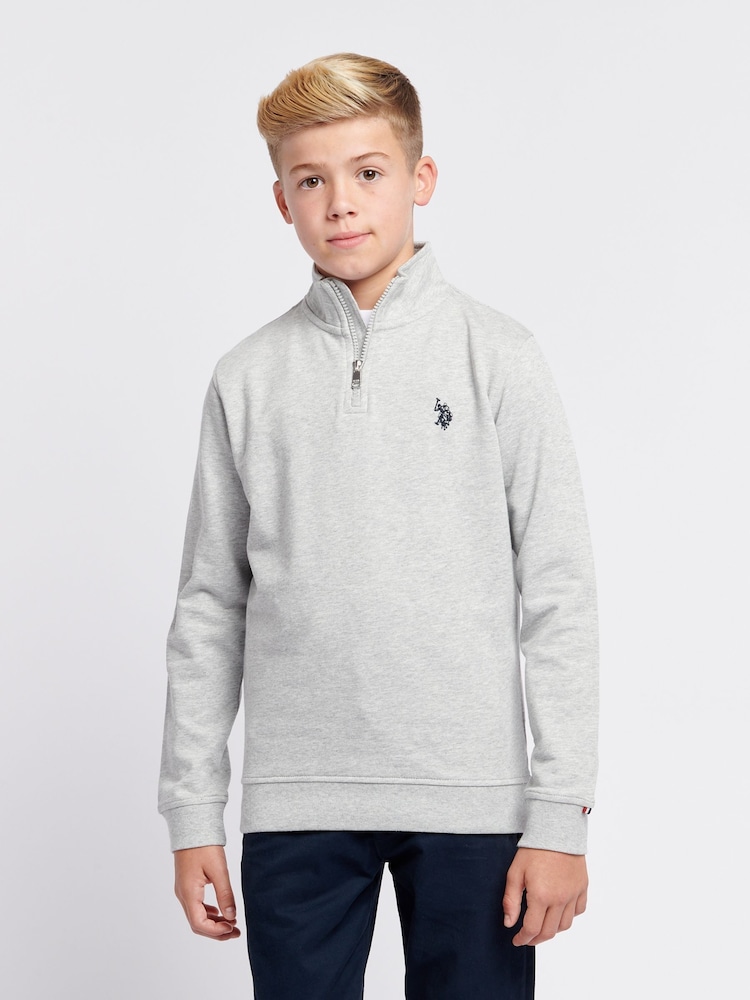 U.S. Polo Assn. Grey Boys Double Horsemen ¼ Zip Sweatshirt - Image 1 of 8
