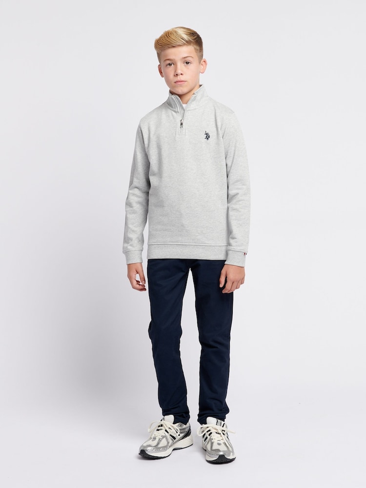 U.S. Polo Assn. Grey Boys Double Horsemen ¼ Zip Sweatshirt - Image 3 of 8