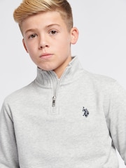 U.S. Polo Assn. Grey Boys Double Horsemen ¼ Zip Sweatshirt - Image 4 of 8