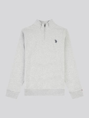 U.S. Polo Assn. Grey Boys Double Horsemen ¼ Zip Sweatshirt - Image 5 of 8