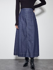 Monsoon Blue 100% Cotton Harper A-Line Denim Midi Skirt - Image 2 of 4