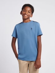 U.S. Polo Assn. Blue Boys 100% Cotton Taped Interlock T-Shirt - Image 1 of 7