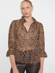 Monsoon Brown Liza Leopard Print Blouse - Image 1 of 5