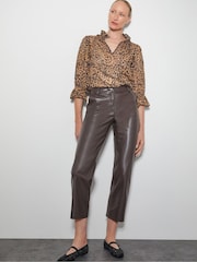 Monsoon Brown Liza Leopard Print Blouse - Image 4 of 5