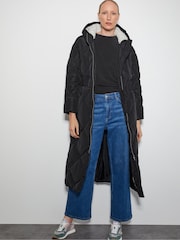 Monsoon Black Phoebe Fleece Quilted Puffer Coat - Image 1 of 4