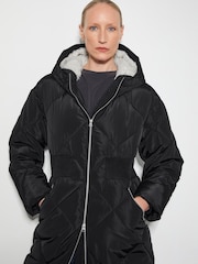 Monsoon Black Phoebe Fleece Quilted Puffer Coat - Image 2 of 4