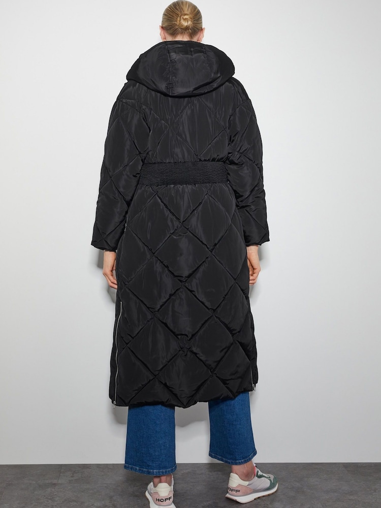 Monsoon Black Phoebe Fleece Quilted Puffer Coat - Image 3 of 4