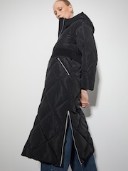 Monsoon Black Phoebe Fleece Quilted Puffer Coat - Image 4 of 4