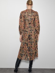 Monsoon Black Felicity Metallic Floral Midi Dress - Image 3 of 5
