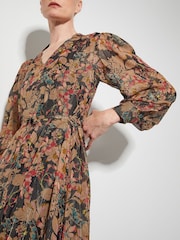 Monsoon Black Felicity Metallic Floral Midi Dress - Image 4 of 5