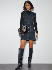 Monsoon Blue Pia Denim Pinafore Mini Dress - Image 1 of 4