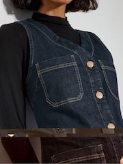 Monsoon Blue Pia Denim Pinafore Mini Dress - Image 3 of 4