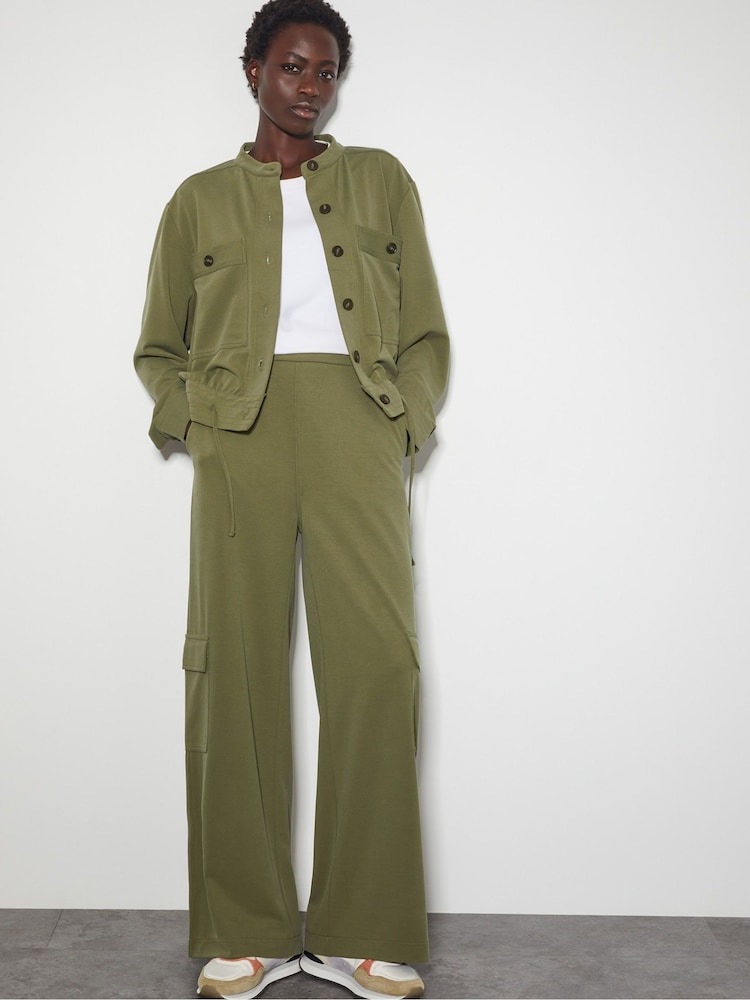 Monsoon Green Una Wide Leg Utility Trousers - Image 1 of 4