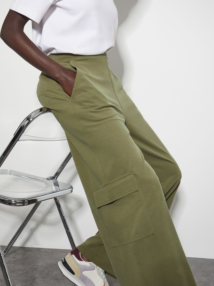 Monsoon Green Una Wide Leg Utility Trousers - Image 4 of 4