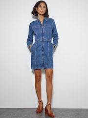 Monsoon Blue Margo Long Sleeve Denim Mini Dress - Image 1 of 4