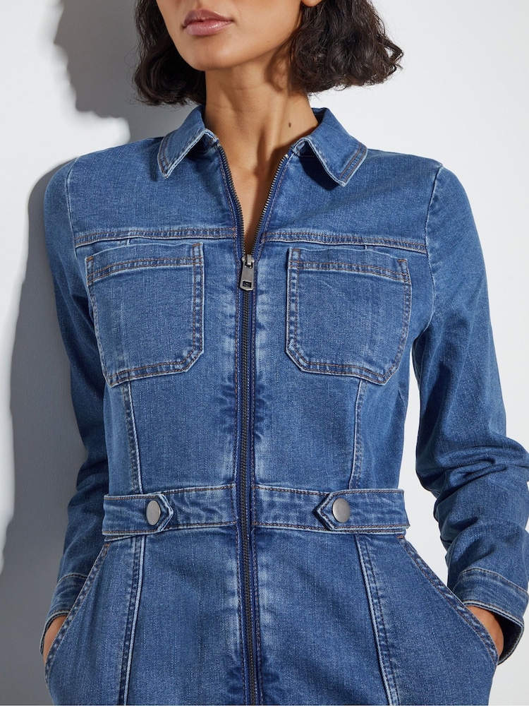Monsoon Blue Margo Long Sleeve Denim Mini Dress - Image 2 of 4