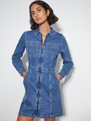 Monsoon Blue Margo Long Sleeve Denim Mini Dress - Image 3 of 4