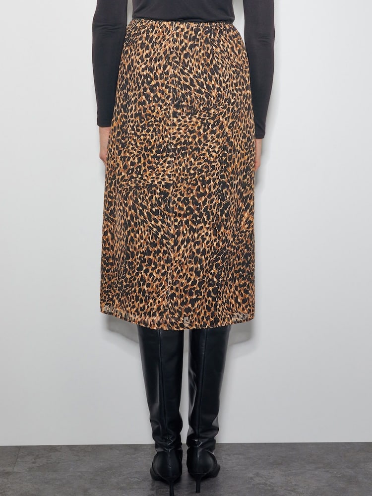 Monsoon Brown Liza Leopard Print Midi Skirt - Image 2 of 5