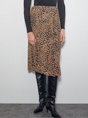 Monsoon Brown Liza Leopard Print Midi Skirt - Image 3 of 5