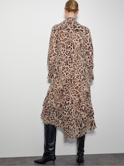 Monsoon Brown Allegra Pussybow Leopard Print Midi Dress - Image 3 of 5