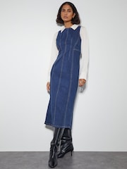 Monsoon Blue Rhian Sleeveless Denim Midi Dress - Image 1 of 5