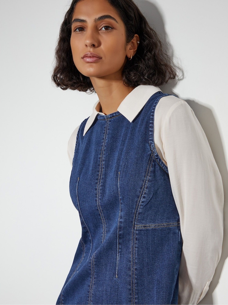 Monsoon Blue Rhian Sleeveless Denim Midi Dress - Image 2 of 5