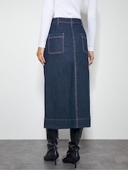 Monsoon Blue Bree Button Denim Midi Skirt - Image 4 of 4