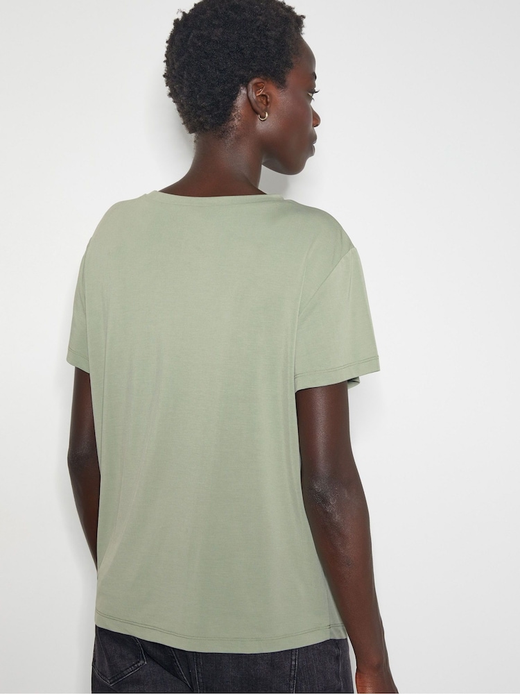 Monsoon Green Tawn Twist Front Jersey T-Shirt - Image 3 of 3
