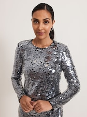 Phase Eight Silver Petite Rhia Dress - Image 4 of 6