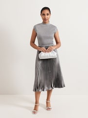 Phase Eight Silver Petite Jayla Metallic Knit Dress - Image 1 of 7