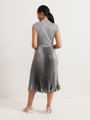 Phase Eight Silver Petite Jayla Metallic Knit Dress - Image 2 of 7