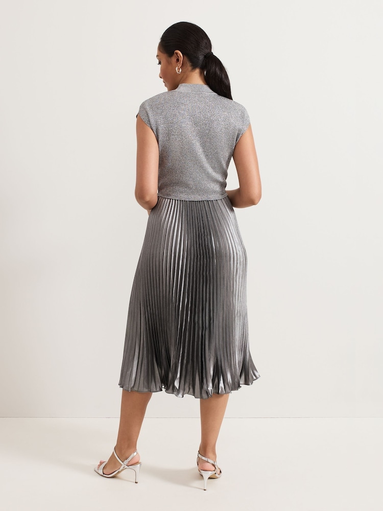Phase Eight Silver Petite Jayla Metallic Knit Dress - Image 2 of 7