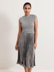 Phase Eight Silver Petite Jayla Metallic Knit Dress - Image 3 of 7
