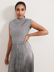 Phase Eight Silver Petite Jayla Metallic Knit Dress - Image 4 of 7