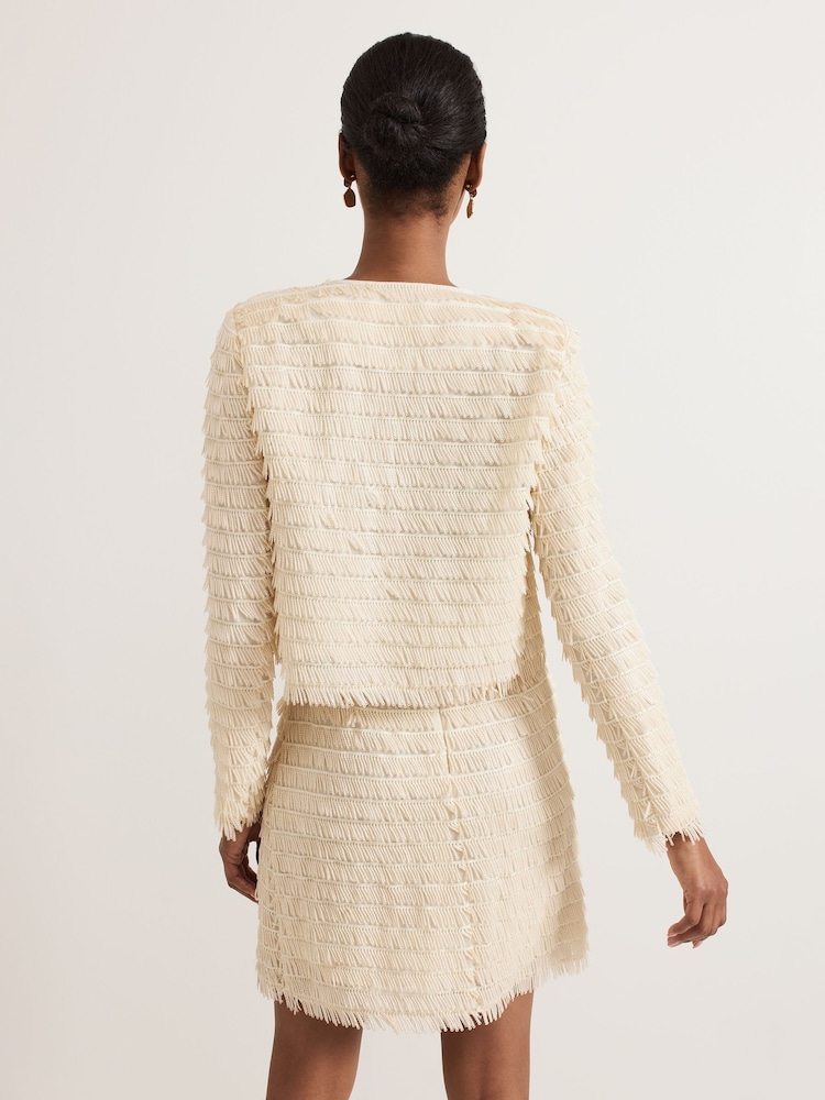 أبيض - Phase Eight Dolly Fringe Crop Jacket - صورة 2 من 7