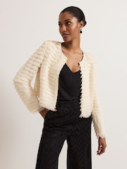 أبيض - Phase Eight Dolly Fringe Crop Jacket - صورة 7 من 7