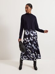 Phase Eight Blue Issy Layered 100% Cotton Dress - Image 4 of 9