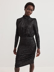 Phase Eight Black Tessa Glitter Dress - Image 1 of 6