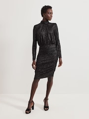 Phase Eight Black Tessa Glitter Dress - Image 3 of 6