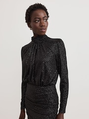 Phase Eight Black Tessa Glitter Dress - Image 4 of 6