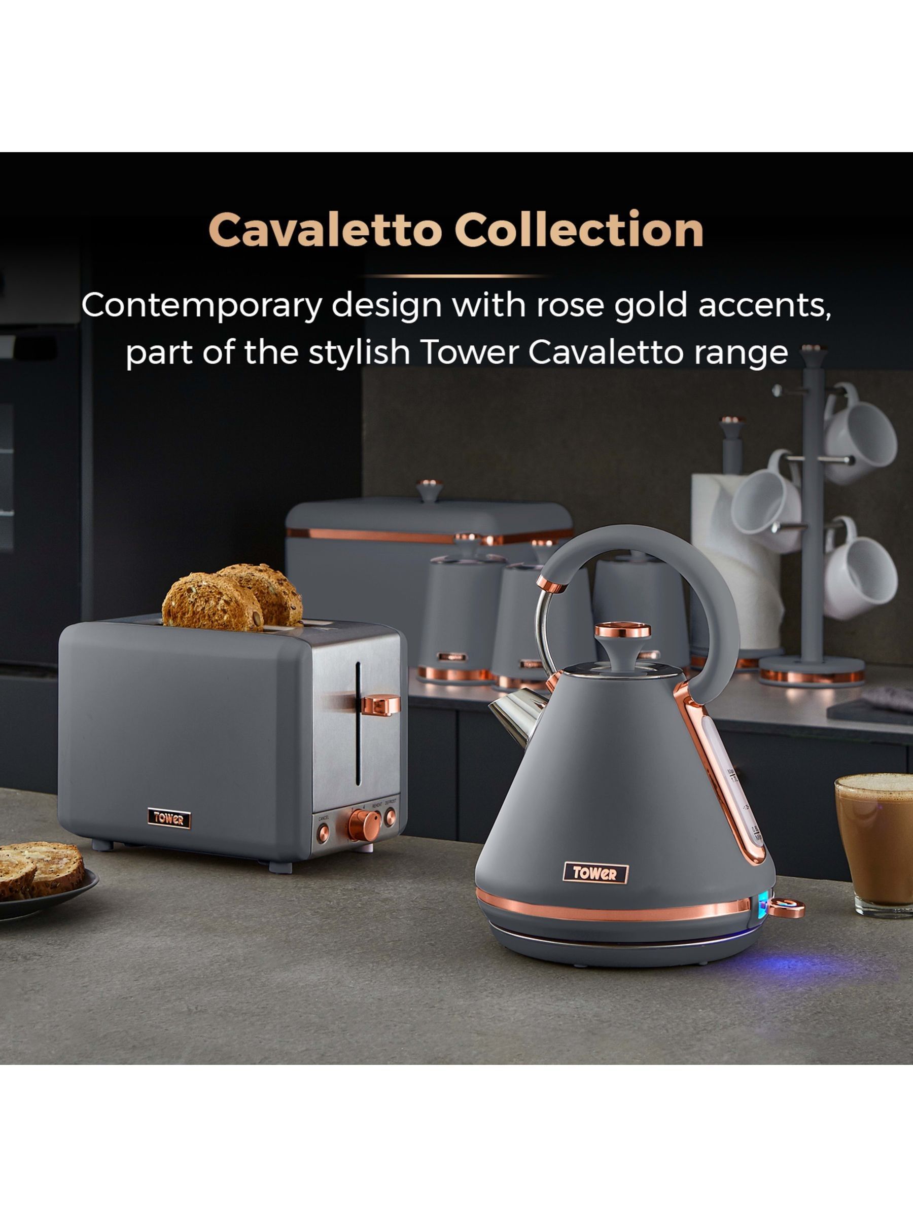 Buy Tower Grey Cavaletto 2 Slice Toaster from the Next UK online shop