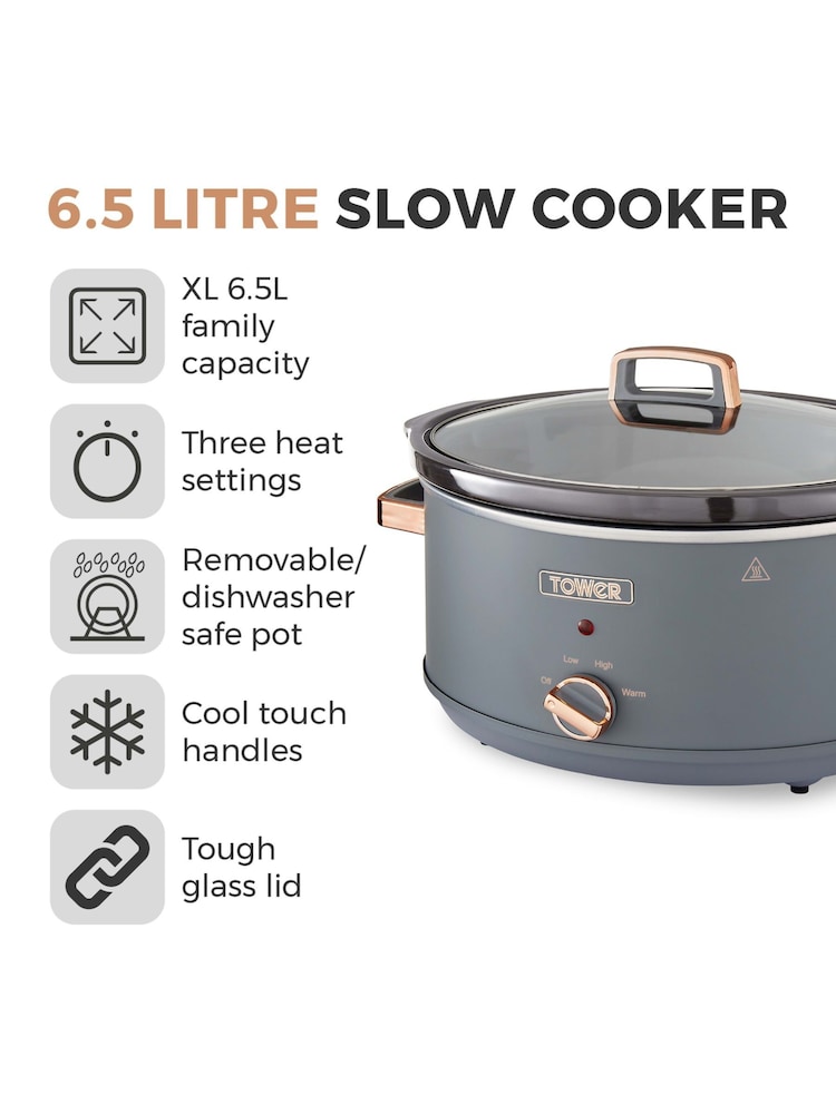 Tower Grey Cavaletto 6.5L Slow Cooker - Image 2 of 8