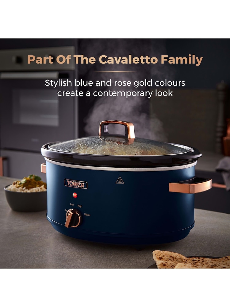 Tower Blue Cavaletto 6.5L Slow Cooker - Image 1 of 8 Tower Blue Cavaletto 6.5L Slow Cooker - Image 1 of 8