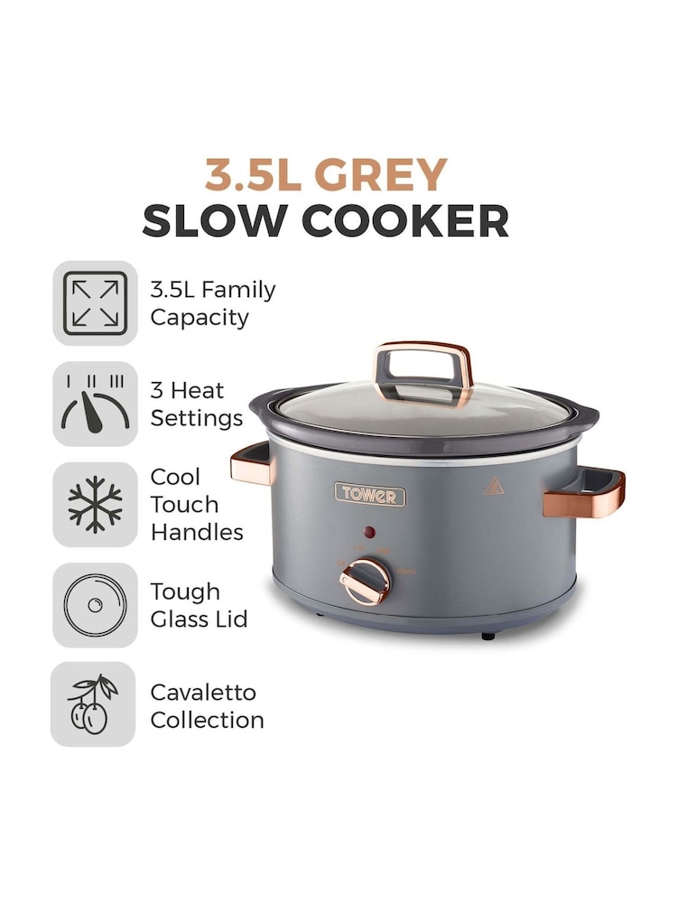 Tower Grey Cavaletto 3.5L Slow Cooker - Image 2 of 8